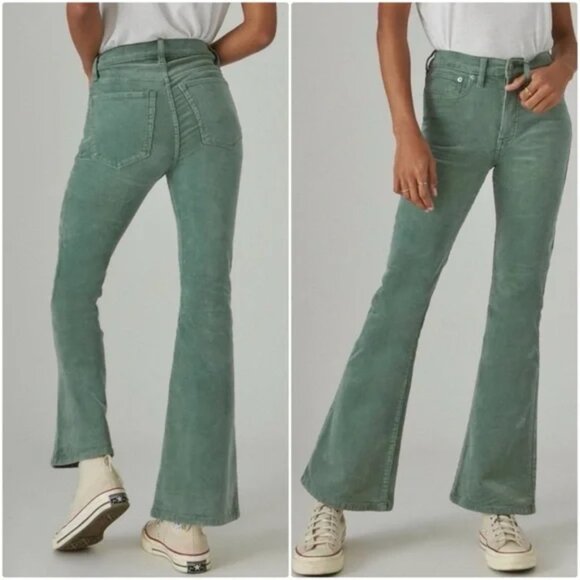 Lucky Brand High Rise Stevie Flare Cord in Dark Forest Size 4 - Picture 1 of 7
